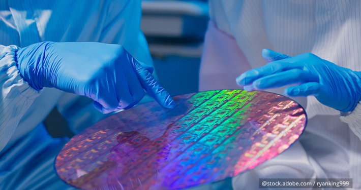 Nahaufnahme eines Halbleiterwafers